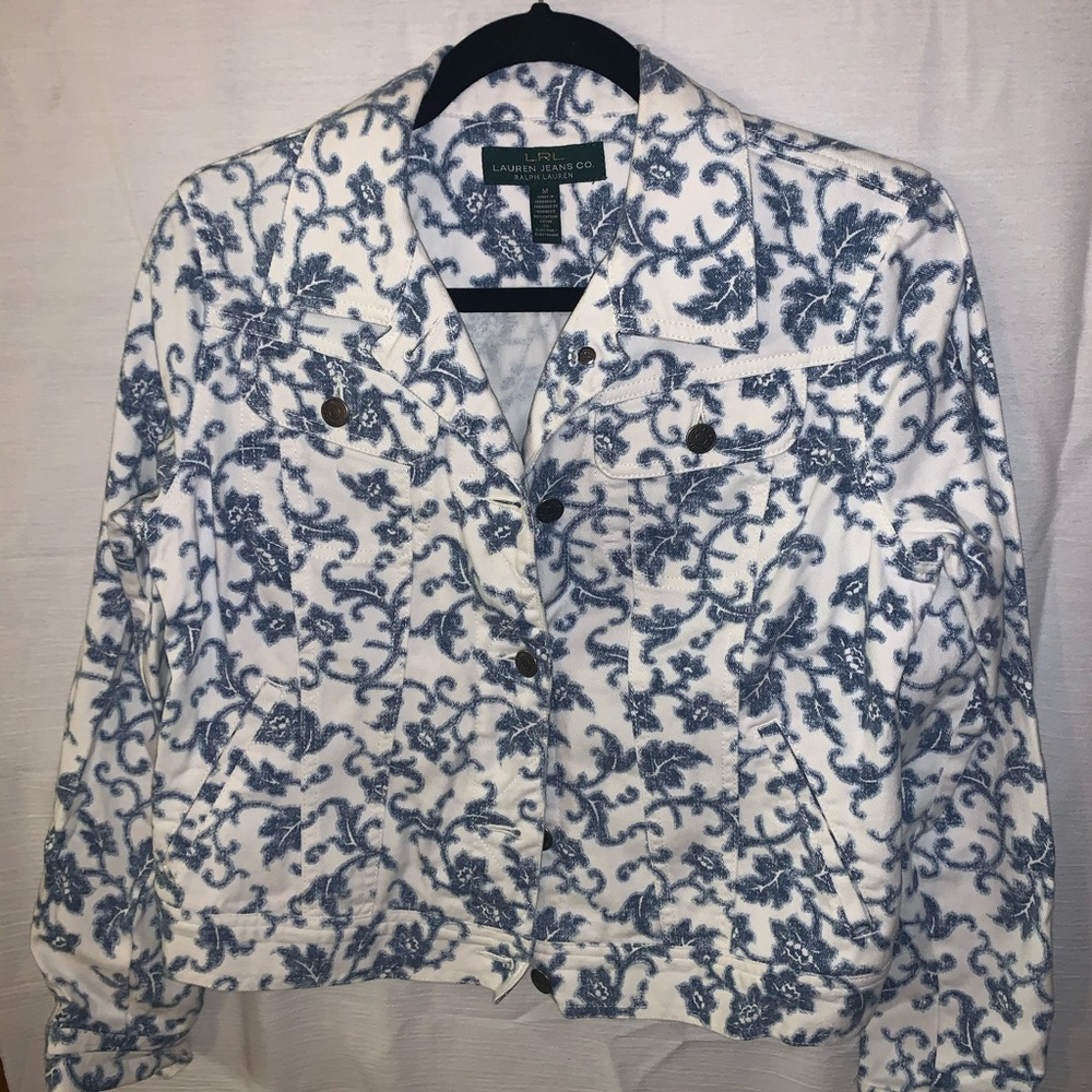 Lauren Jeans Co Denim Floral Jacket, size M